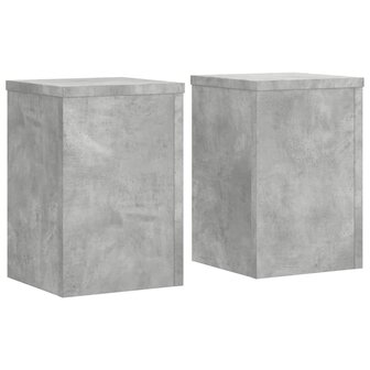 Plantenstandaards 2 st 20x20x30 cm bewerkt hout betongrijs 2