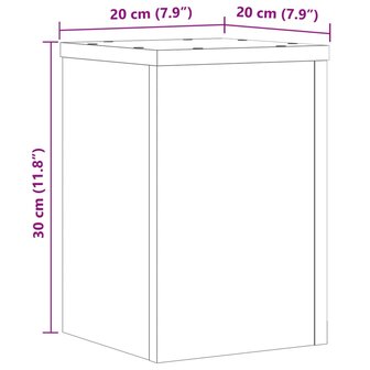 Plantenstandaards 2 st 20x20x30 cm bewerkt hout gerookt eiken 10