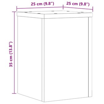 Plantenstandaards 2 st 25x25x35 cm bewerkt hout betongrijs 10