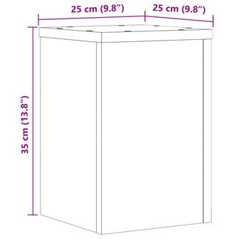 Plantenstandaards 2 st 25x25x35 cm bewerkt hout oud houtkleurig 10