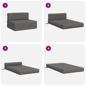 Vouwbare Sofa Bed Matras Lichtgrijs 70 x 80 x 60 cm Stof 6