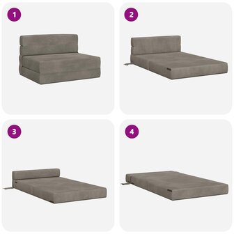 Vouwbare Sofa Bed Matras Lichtgrijs 70 x 80 x 60 cm Stof 6