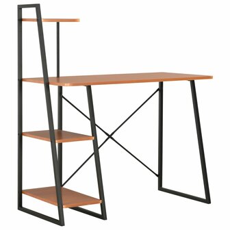 Bureau met schappen 102x50x117 cm zwart en bruin 1