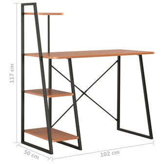 Bureau met schappen 102x50x117 cm zwart en bruin 7