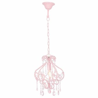 Plafondlamp met kralen rond E14 roze 3