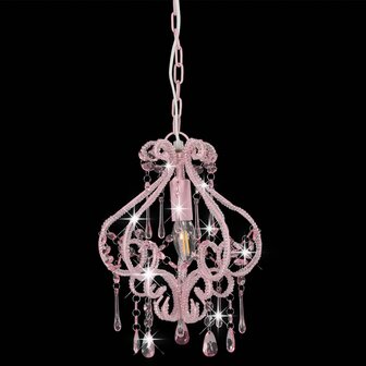 Plafondlamp met kralen rond E14 roze 4