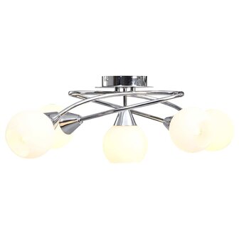 Plafondlamp met keramieken bolvormige kappen voor 5xE14 wit 1