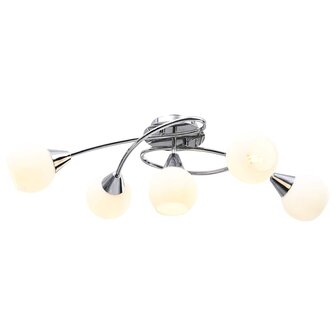 Plafondlamp met keramieken bolvormige kappen voor 5xE14 wit 3