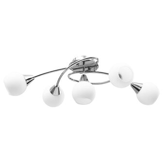 Plafondlamp met keramieken bolvormige kappen voor 5xE14 wit 4