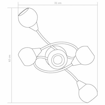 Plafondlamp met keramieken bolvormige kappen voor 5xE14 wit 10