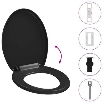 Toiletbril soft-close met quick-release ontwerp zwart 10