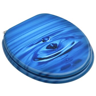 Toiletbril met deksel waterdruppel MDF blauw 3