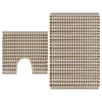 Badmattenset handgeweven jute en stof naturel en wit 1