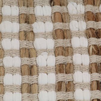 Badmattenset handgeweven jute en stof naturel en wit 5