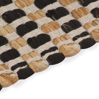 Badmattenset handgeweven jute en stof naturel en zwart 4