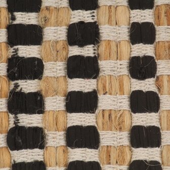 Badmattenset handgeweven jute en stof naturel en zwart 5
