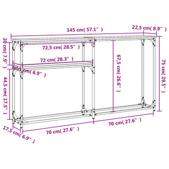 Wandtafel 145x22,5x75 cm bewerkt hout bruin eikenkleur 9