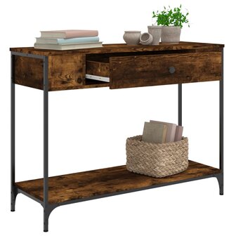 Wandtafel 100x34,5x75 cm bewerkt hout gerookt eikenkleurig 8