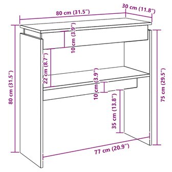 Wandtafel 80x30x80 cm bewerkt hout oud houtkleurig 9