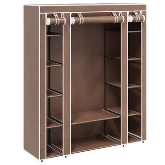 Kledingkast met vakken en stangen 45x150x176 cm stof bruin   3