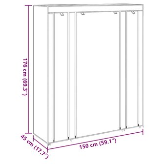 Kledingkast met vakken en stangen 45x150x176 cm stof bruin   9