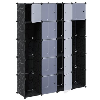 Kast modulair met 14 vakken 37x146x180,5 cm zwart en wit 3