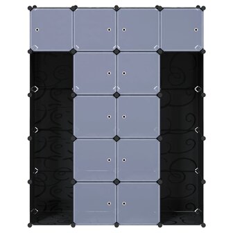 Kast modulair met 14 vakken 37x146x180,5 cm zwart en wit 4