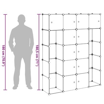 Kast modulair met 14 vakken 37x146x180,5 cm zwart en wit 9