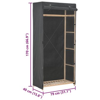 Kledingkast 79x40x170 cm stof grijs 6