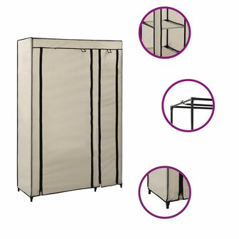 Kledingkast opvouwbaar 110x45x175 cm stof cr&egrave;me 2