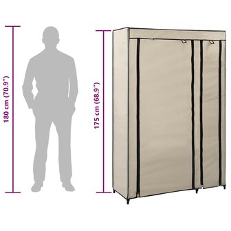 Kledingkast opvouwbaar 110x45x175 cm stof cr&egrave;me 8