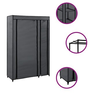 Kledingkast opvouwbaar 110x45x175 cm stof grijs 2