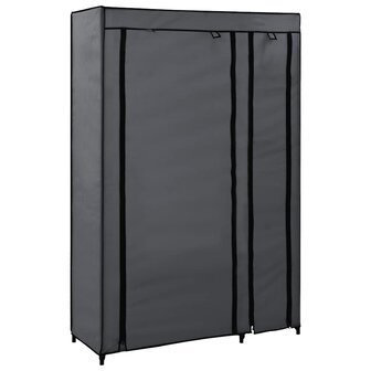 Kledingkast opvouwbaar 110x45x175 cm stof grijs 3