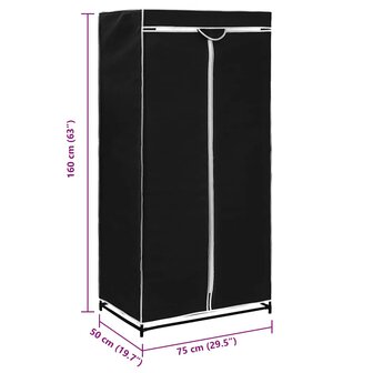 Kledingkasten 2 st 75x50x160 cm zwart 10