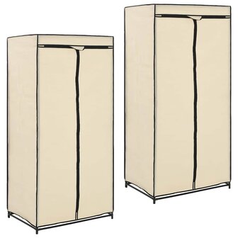 Kledingkasten 2 st 75x50x160 cm cr&egrave;me 1