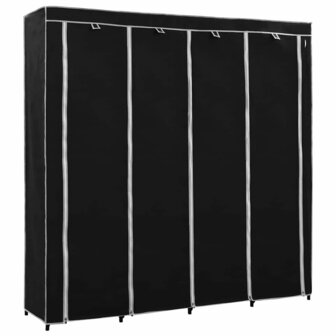 Kledingkast met 4 vakken 175x45x170 cm zwart 2