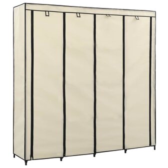 Kledingkast met 4 vakken 175x45x170 cm cr&egrave;me 2