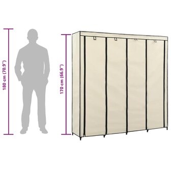 Kledingkast met 4 vakken 175x45x170 cm cr&egrave;me 9