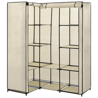 Hoekkledingkast 130x87x169 cm cr&egrave;me 2