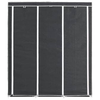 Kledingkast met vakken en stangen 150x45x175 cm stof zwart 4