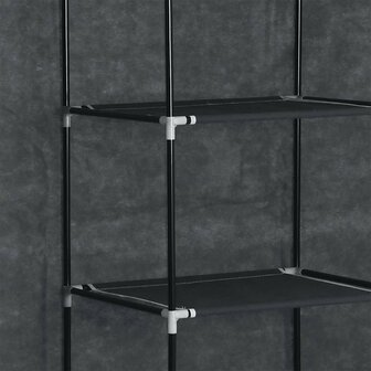Kledingkast met vakken en stangen 150x45x175 cm stof zwart 8