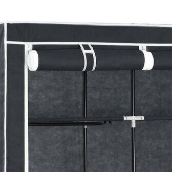 Kledingkast met vakken en stangen 150x45x175 cm stof zwart 9