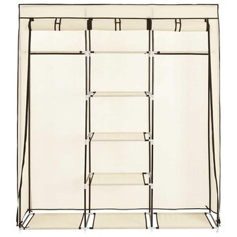 Kledingkast met vakken en stangen 150x45x175 cm stof cr&egrave;me 5