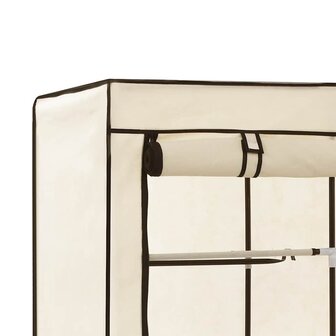 Kledingkast met vakken en stangen 150x45x175 cm stof cr&egrave;me 8