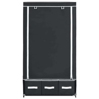 Kledingkast 87x49x159 cm stof zwart 3