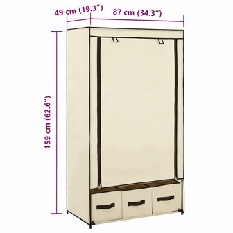 Kledingkast 87x49x159 cm stof cr&egrave;me 9