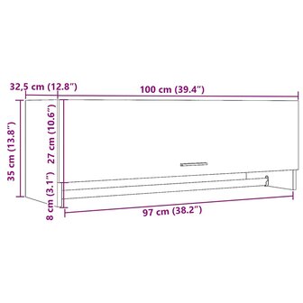Kledingkast 100x32,5x35 cm bewerkt hout artisanaal eikenkleurig 9