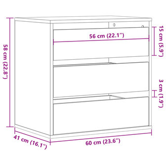 Ladekast 60x41x58 cm bewerkt hout betongrijs 10