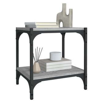 Tv-meubel 40x33x41 cm bewerkt hout en staal grijs sonoma eiken 6