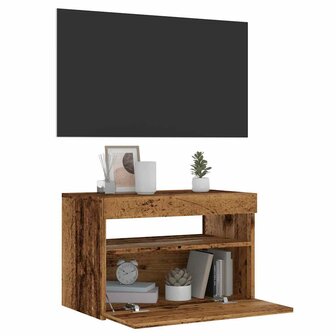 Tv-meubel met LED 60x35x40 cm bewerkt hout oud hout 1